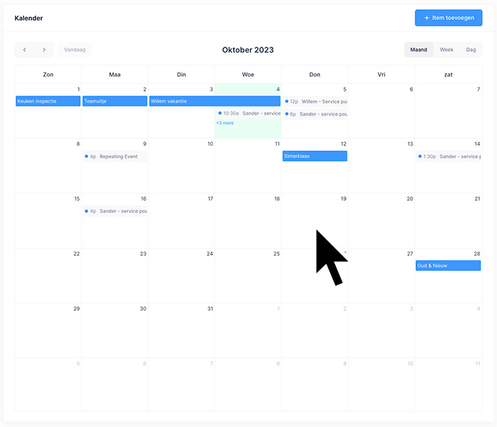 Mobiel overzicht wat een monteur komt te zien.